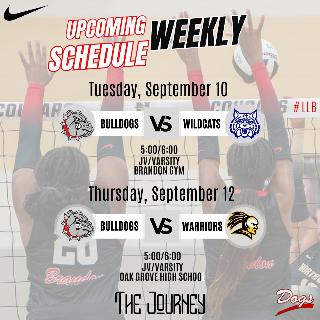 Brandon Volleyball (@bhsvolleydogs11) on Twitter photo The Lady Bulldogs will back in town on Tuesday, Sept. 10 then on the road again Thursday, Sept. 11! Come support you Lady Bulldogs! #thejourney #llb <a href="/BrandonBulldogs/">Brandon Bulldog Athletics</a> The Lady Bulldogs will back in town on Tuesday, Sept. 10 then on the road again Thursday, Sept. 11! Come support you Lady Bulldogs! #thejourney #llb <a href="/BrandonBulldogs/">Brandon Bulldog Athletics</a>