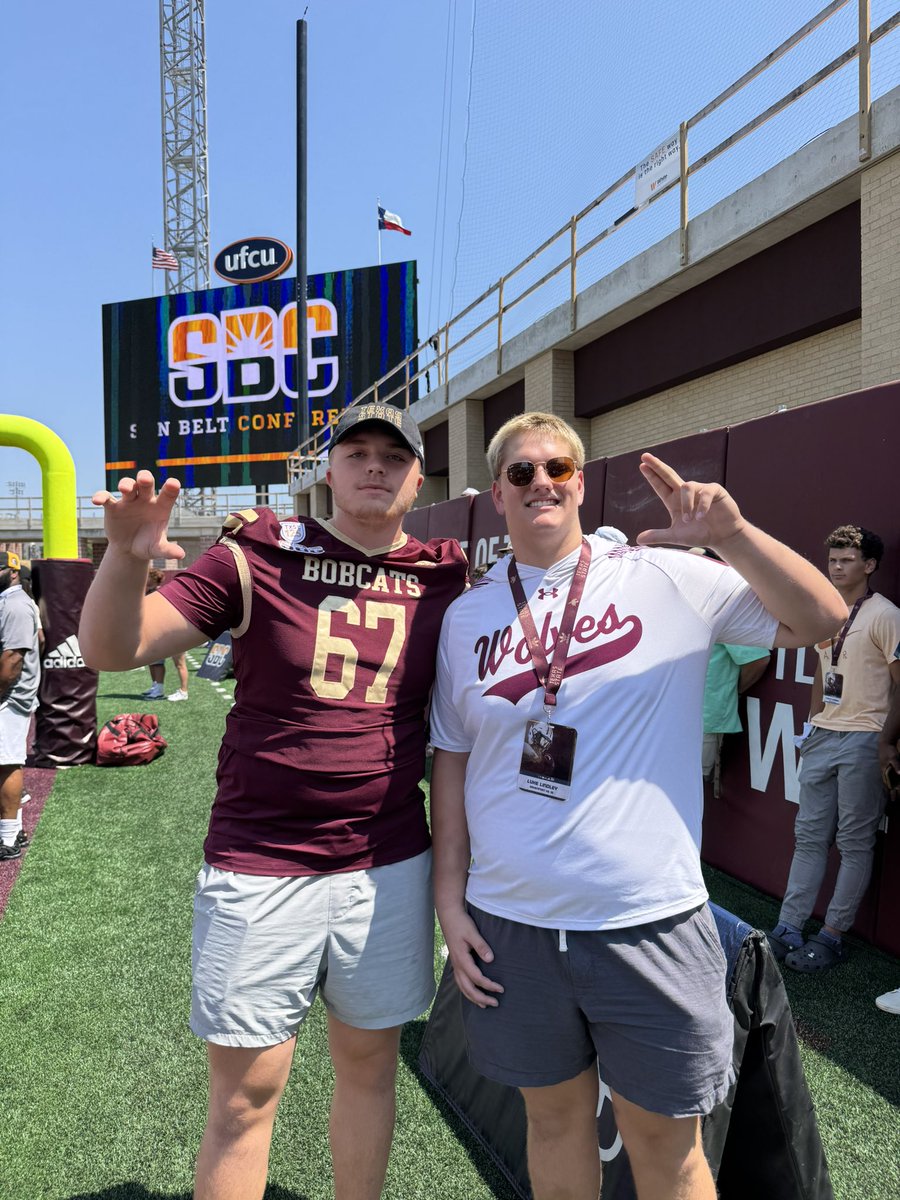 LukeLindley15's tweet photo. Thank you @TXSTATEFOOTBALL @andrewcobus @CoachShoeOL & @GJKinne for the amazing visit, I hope to continue to grow our relationship this season! #EatEmUp #btp #bobcats #showemstate https://t.co/pC3BbB1Wkz