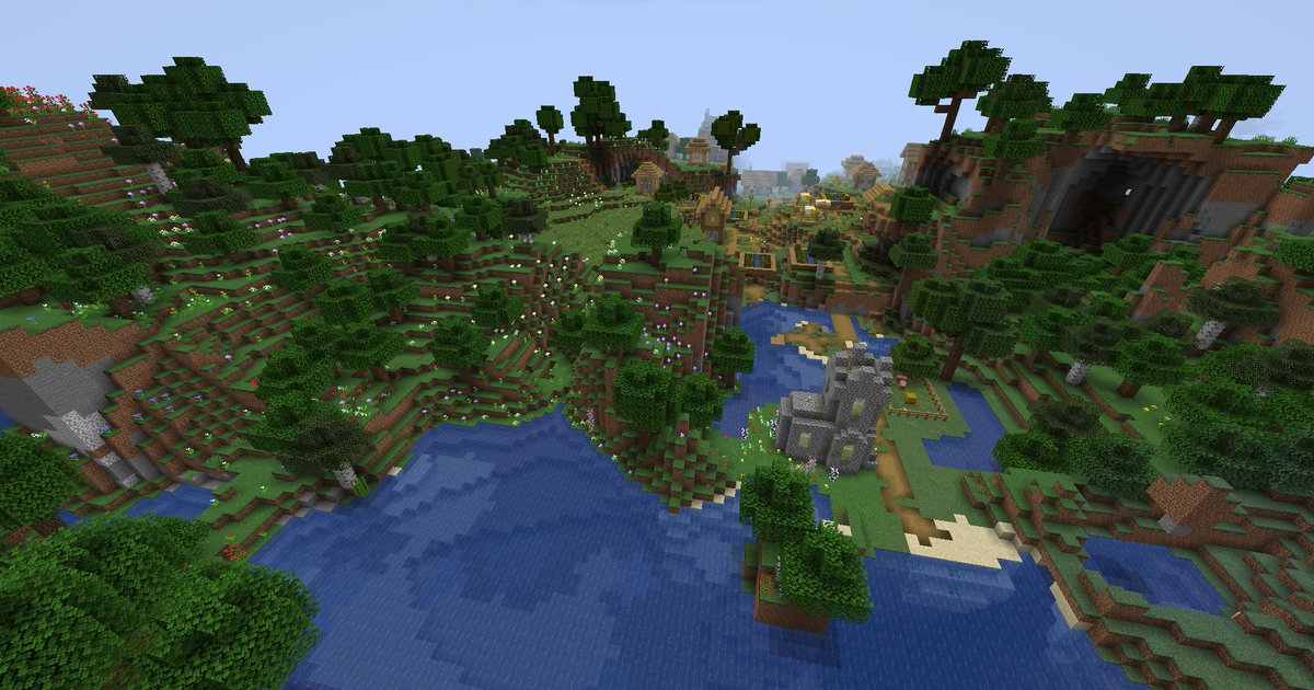 ItsBlackGear's tweet photo. If you're working with worldgen mods, it's most likely that you create 100+ worlds for testing, which sometimes can lead to find amazing views.

I wanted to share one of them with you because it does look pretty c: https://t.co/yt6qDAbeRV