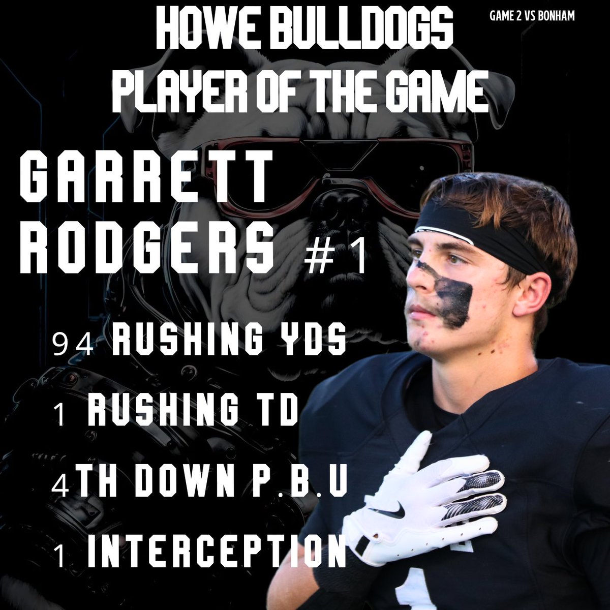 <a href="/GarrettR27/">Garrett Rodgers</a> HOWE BULLDOGS PLAYER OF THE GAME VS BONHAM!
