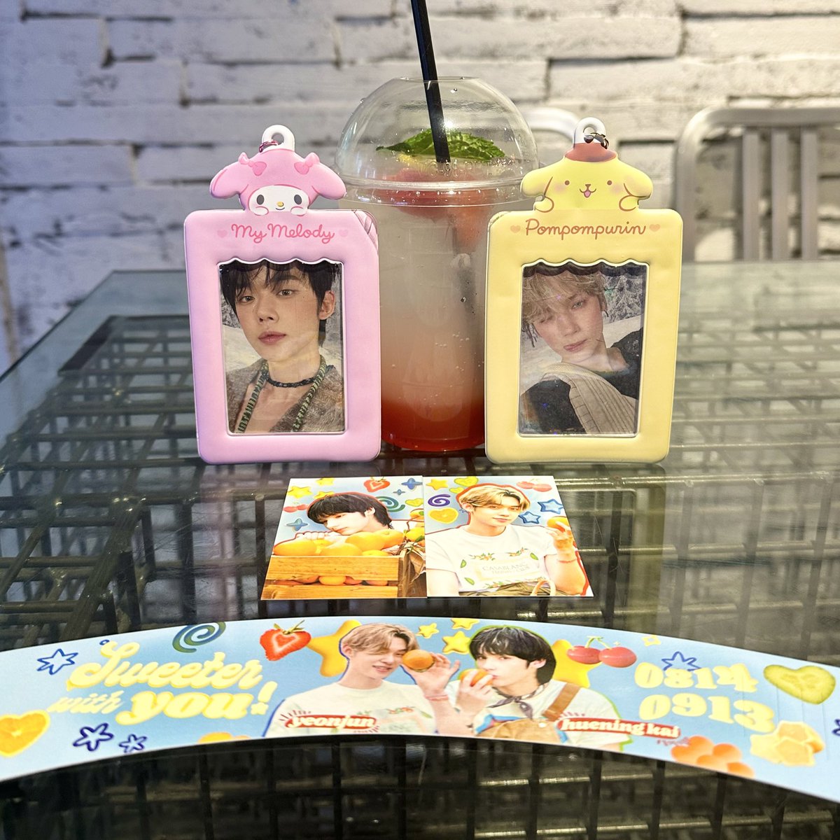 —— sweeter with you !! 🍓🍊🍒🥝🍌
yeonjun &amp; hueningkai cupsleeve event 
your biggest yeonjuneez lover in nyc ♡
thank youuu <a href="/chaoshourclub/">chaos hour 💫 NYC</a> 🩵
