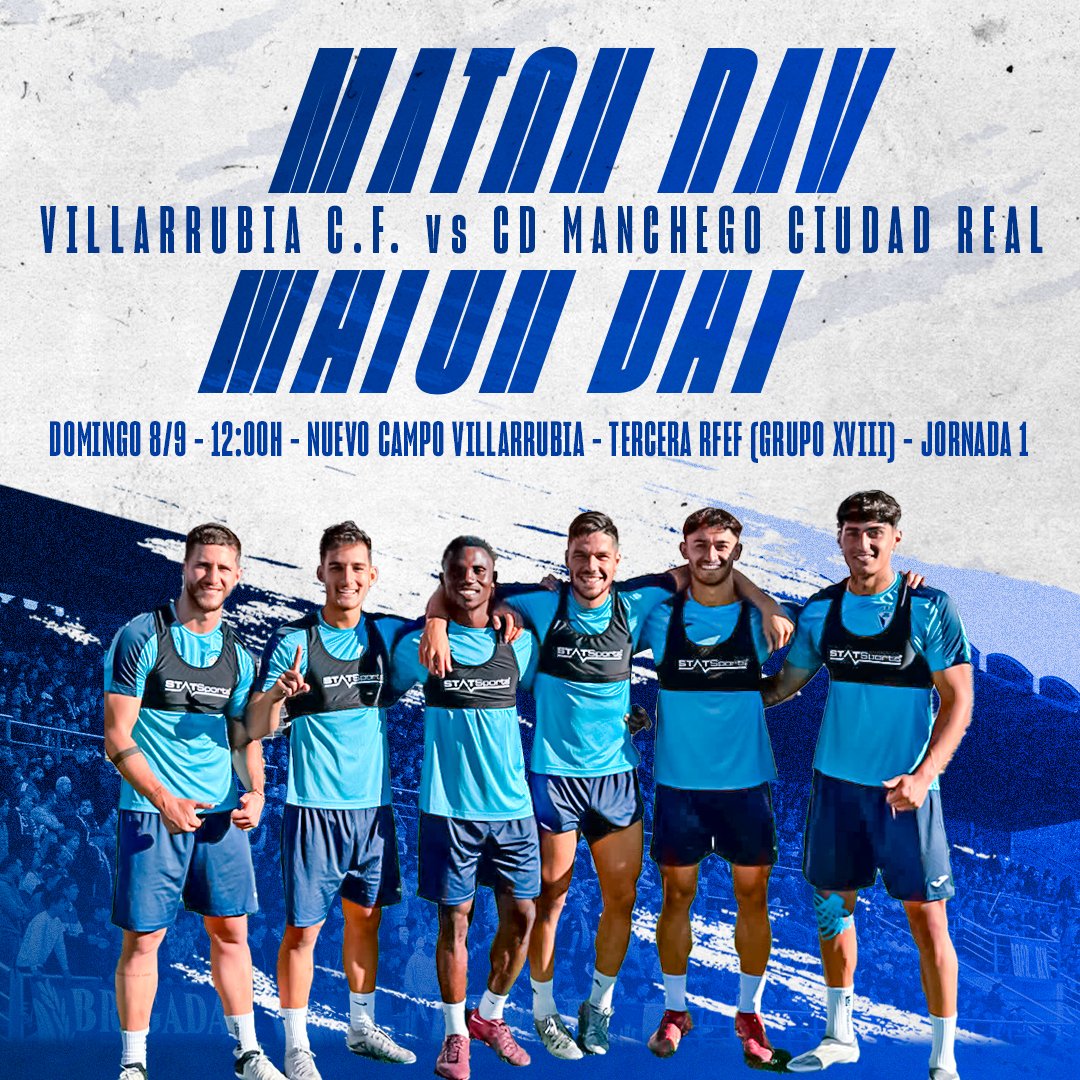 🔵 MATCH DAY ⚪

🆚 @formacvillarrub 
🗓️ Domingo 8/9
⏰ 12:00h
🏟️ Nuevo Campo de Villarrubia de los Ojos
🏆 Tercera RFEF - Grupo XVIII

#AupaManchego 💙🤍