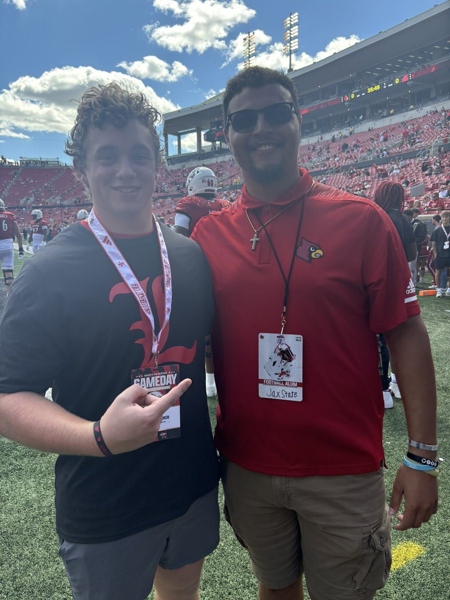 Griffin Tucker (@griffintucker55) on Twitter photo We had a day! <a href="/LouisvilleFB/">Louisville Football</a> did not disappoint. New experiences, saw former brothers and met new ones. And the coaches. Just fire. Thank you to all my coaches, the UofL coaches, recruiters, and staff that made a day like today happen.
Can’t wait to be back. 👊🏼 Go cards. We had a day! <a href="/LouisvilleFB/">Louisville Football</a> did not disappoint. New experiences, saw former brothers and met new ones. And the coaches. Just fire. Thank you to all my coaches, the UofL coaches, recruiters, and staff that made a day like today happen.
Can’t wait to be back. 👊🏼 Go cards.