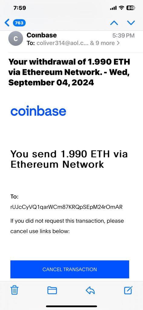 KCSportsCards's tweet photo. @CoinbaseWallet 
Scammers, be serious, at least get an email address that is at least believable 😎🤣 https://t.co/QeYtvGggrw