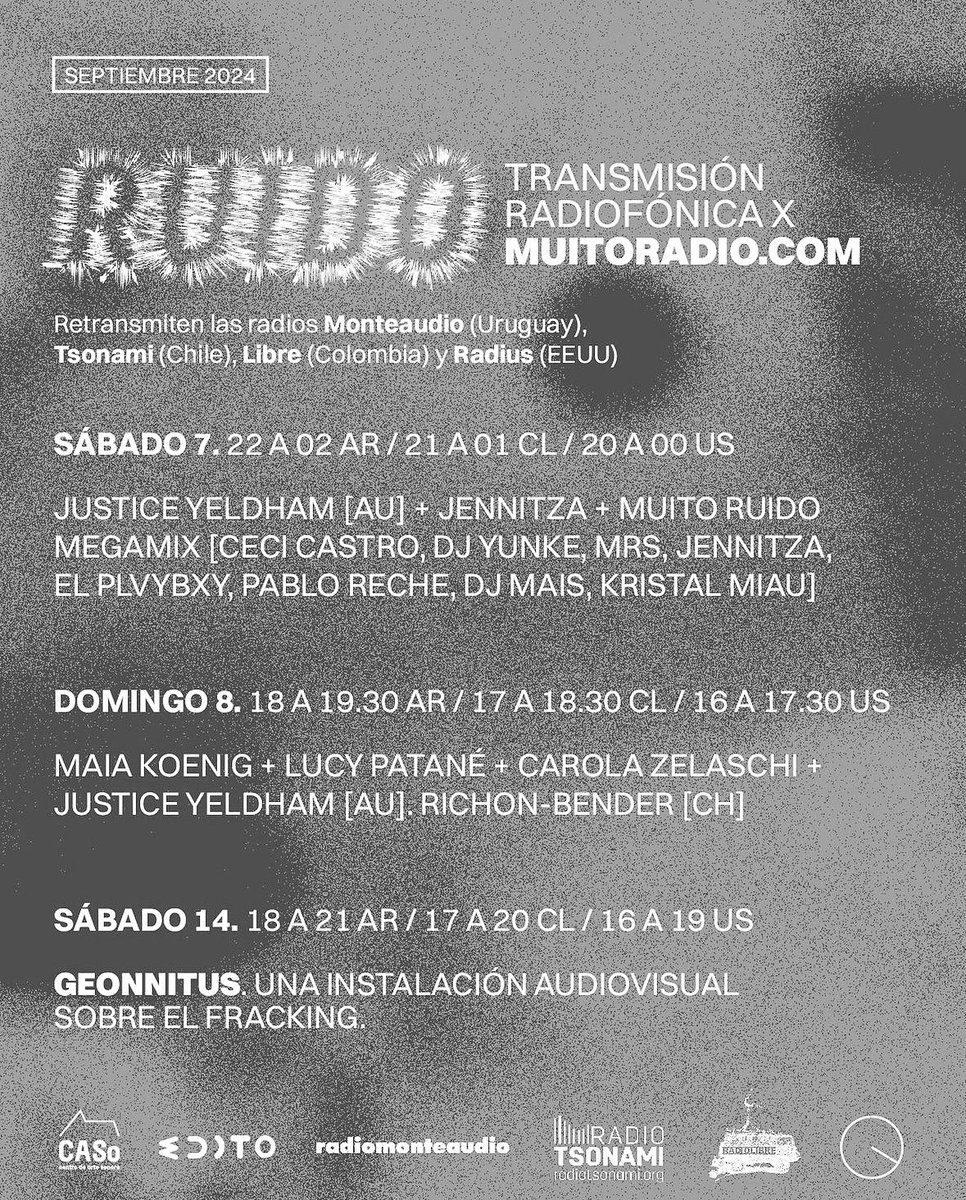 Radius partners with Festival RUIDO 2024 in Buenos Aires, Argentina. Radius will rebroadcast the entire festival on our online radio station (theradius.us) and FM in Heart of Chicago. 

More info at cicloruido.com.ar
