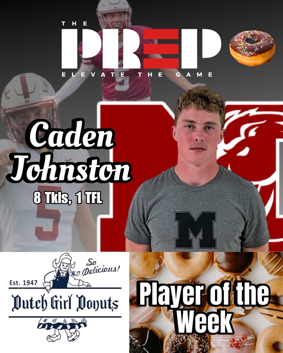 This Weeks PreP Sports “PLAYER OF THE WEEK” 🎯🏈🎥!!!

WEEK 2 standout PLAYER brought to you by DUTCH GIRL DONUTS! 🔥👏 Don't miss Caden Johnston's amazing play and his well-deserved prize! 🎉 

Caden will receive a dozen free donuts 🍩!!! 🎯🚨🏈 Big thanks to our sponsors for