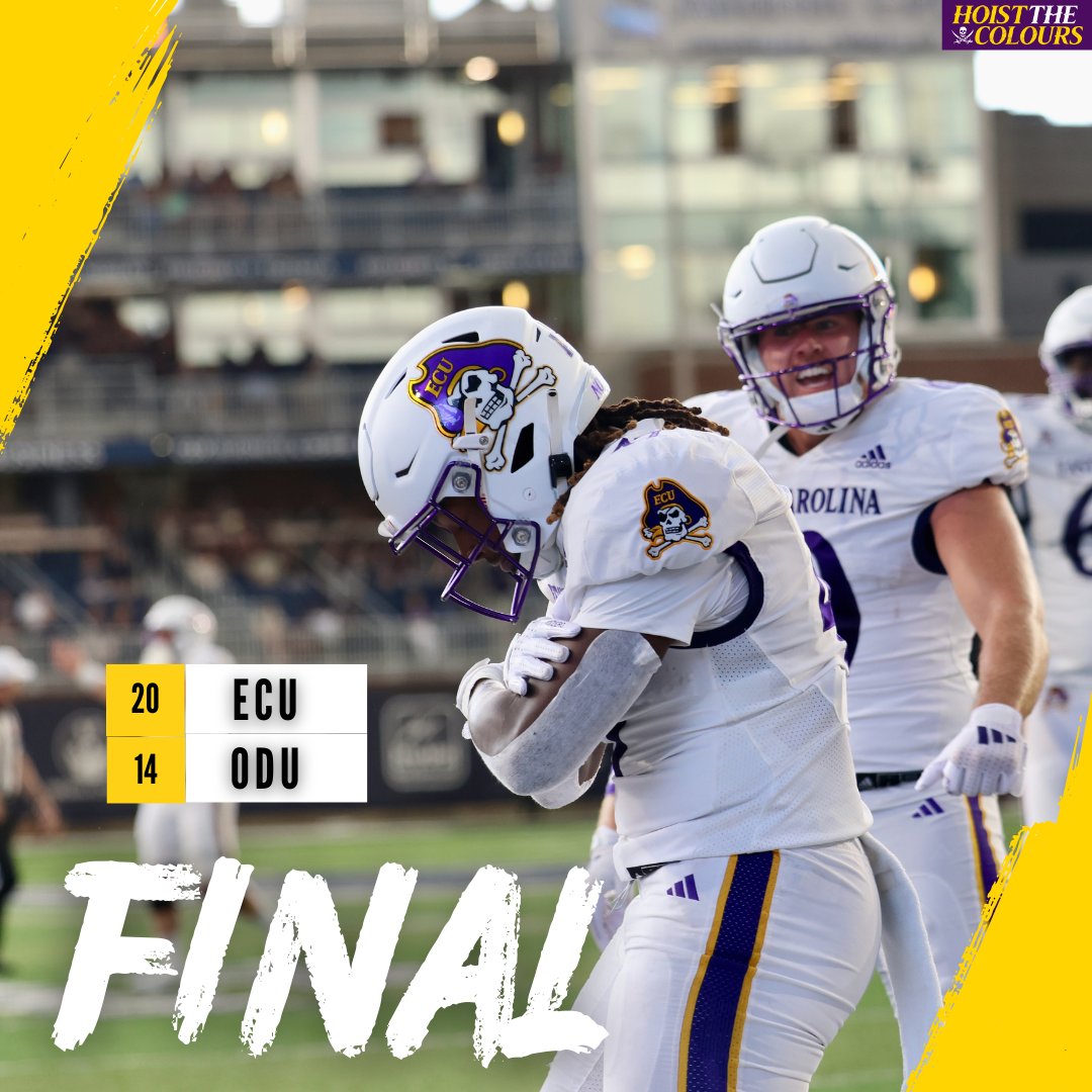HTC247's tweet photo. FINAL: East Carolina improves to 2-0, topping Old Dominion in Norfolk, 20-14. https://t.co/SWhkrc4HLV