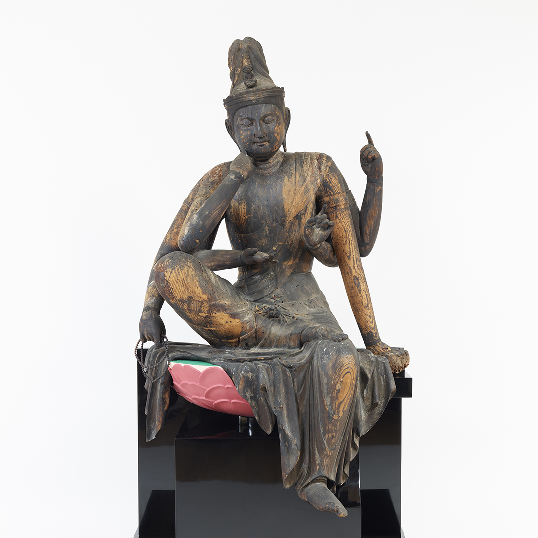 江戸時代　木彫　如意輪観音　台付　トヒチサ　東さ7-0721☆2F 江戸時代 木彫 如意輪観音 台付 トヒチサ 東さ7-0721☆2F 美術