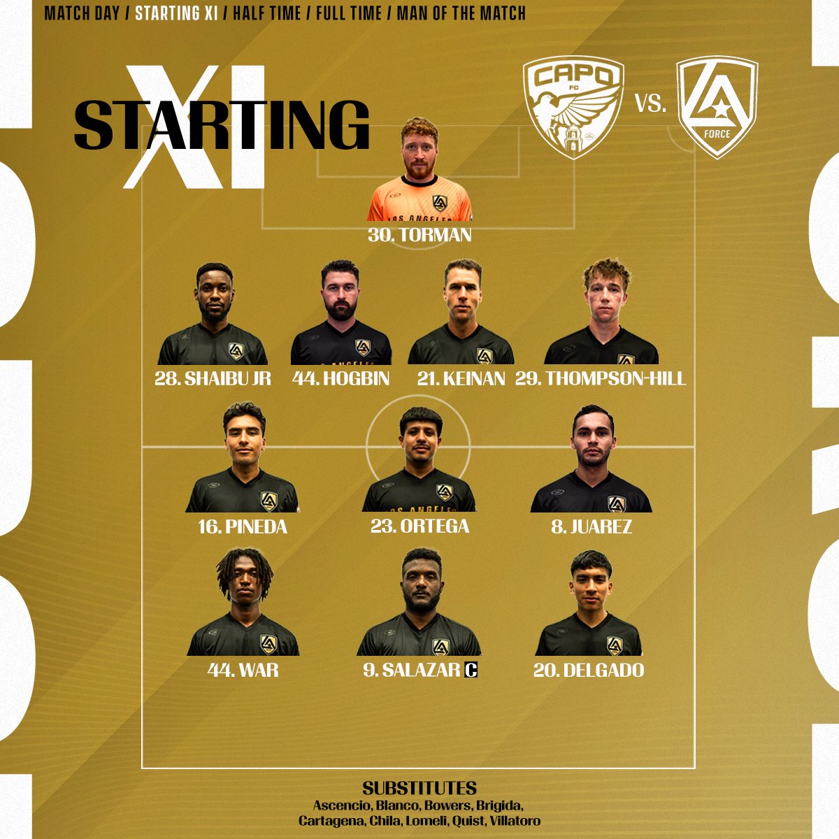 LosAngelesForce's tweet photo. Tonightโs XI ๐กโซ๏ธโจโจWe love to see @ap_bowers back in the line up! ๐
#VamosForce | #CFCvLAF https://t.co/e5CADEmPhn