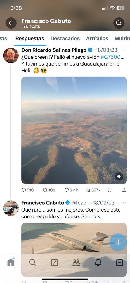 fcabutoc's tweet photo. @RicardoBSalinas @Bombardier @GulfstreamAero Cómprese el Gulfstream G700 como respaldo, el año pasado, el 18 de marzo le falló el  nuevo avión Bombardier Global 7500. Mire, le sugerí el Gulfstream G650ER porque aún no salía el G700. 😌 https://t.co/K791jn763O