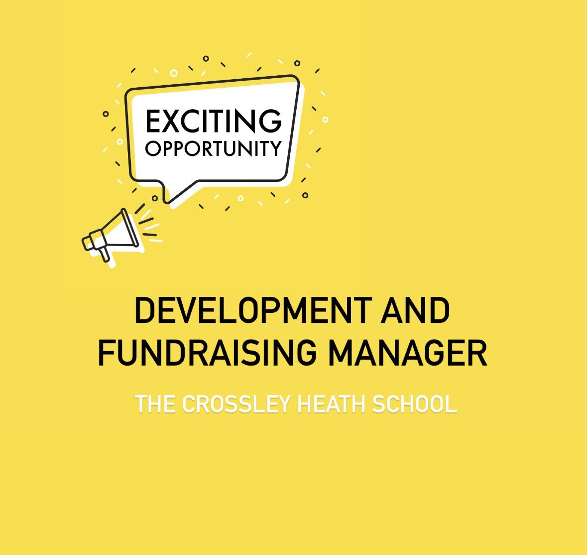 crossleyheath's tweet photo. **Please share!** Development and Fundraising Manager – Full time
Salary: P04, Pt 30 (£39,513 actual)
To start as soon as possible
Temp 1yr contract in first instance.
Full details and application: https://t.co/2CDBgLDQTm https://t.co/69xkyB4uzt