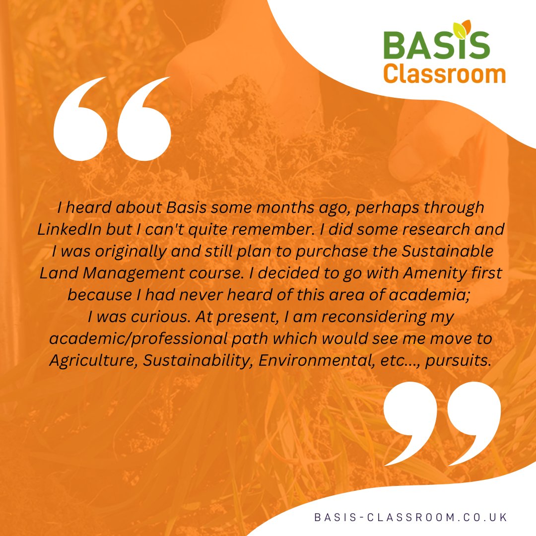BASISRegLtd's tweet image. Learner Spotlight 💡

 Starting with curiosity, ending with a new career direction! Our learner discovered  #BASISClassroom and is now considering a shift towards Sustainability and Agriculture. What will you discover with us? 

bit.ly/basisclassroom

 #LearnerFeedback