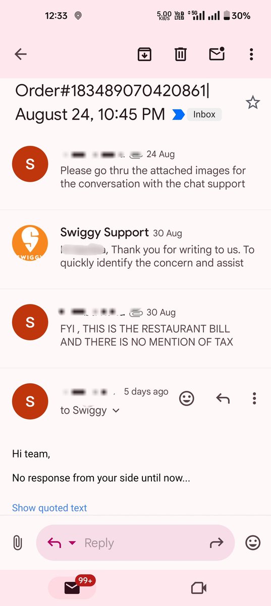 rehaan_321's tweet photo. @Swiggy @SwiggyCares 
Awaiting your response #swiggy team https://t.co/QKWf9Oos4J