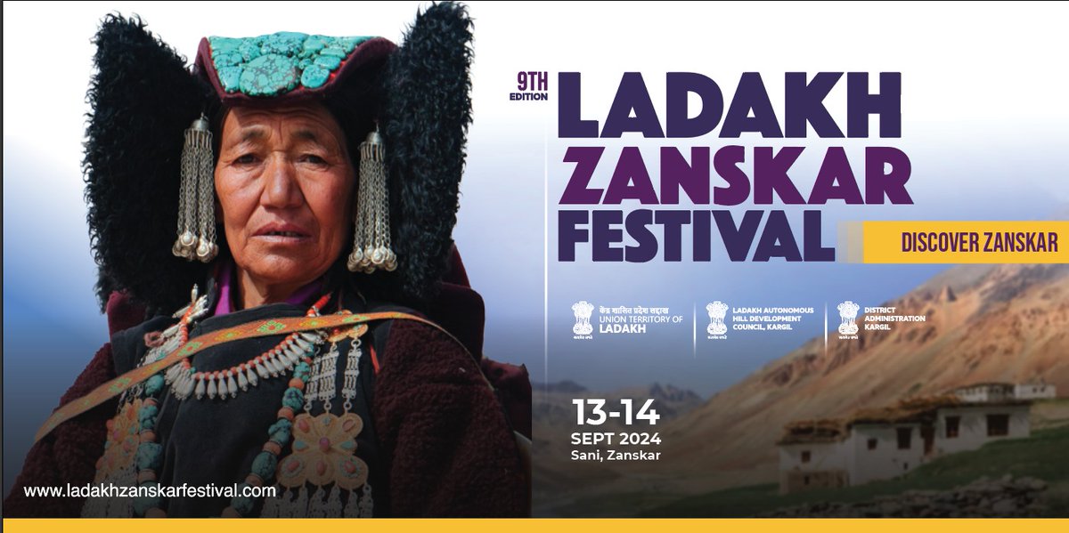 DIPR_Kargil's tweet image. The Ladakh Zanskar Festival 2024 will bring together the rich cultural heritage of the Zanskar Valley, showcasing traditional dances, music, and vibrant local art.
#ladakhzanskarfestival2024 

📅Sep 13-14, 2024

#DiscoverZanskar #VisitLadakh #JulleyLadakh #FestivalsOfLadakh