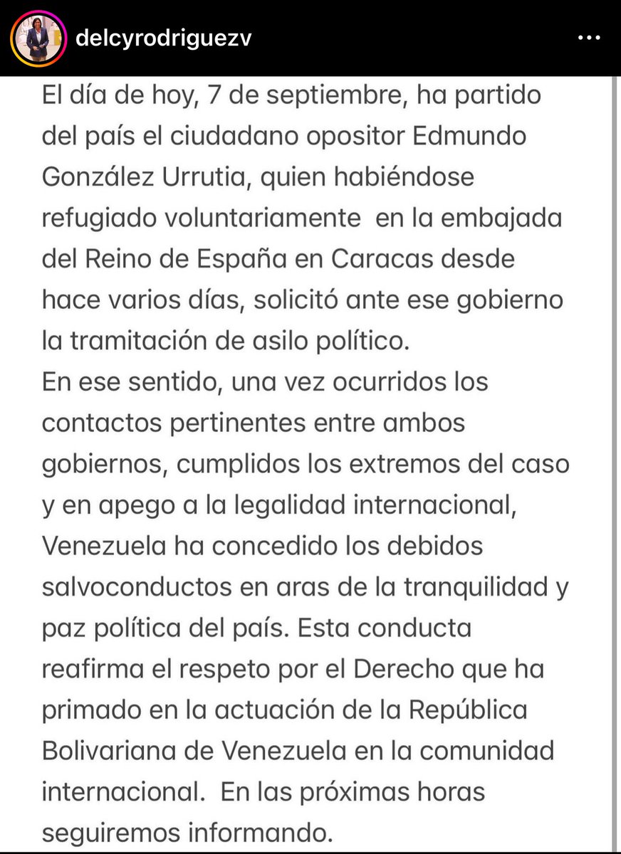 plcdelmedionews's tweet photo. #ÚLTIMAHORA | 🚨 Edmundo González Urrutia abandonó el país tras recibir asilo político de España: Gobierno venezolano confirma que concedió salvoconducto https://t.co/YVylzmtYcu