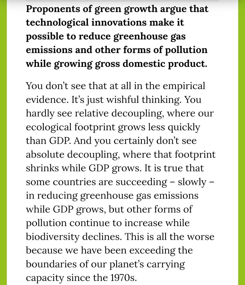 T1DME's tweet photo. "It is true that some countries are succeeding - slowly - in reducing greenhouse gas emissions while GDP grows, but other forms of pollution continue to increase while *biodiversity* declines."
~ Gaya Herrington
#GreenPolitics
#EcologicalWisdom https://t.co/ayqK2OgmRH