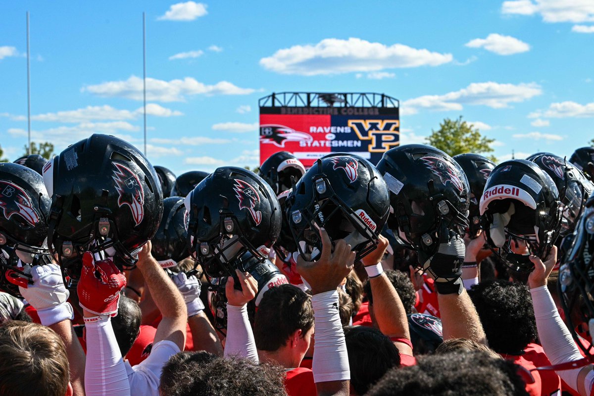 RavenFootballBC's tweet photo. We debuted the Gartenmayer Family Video today during our home opener victory! We are so thankful for everyone who contributed to this project. We are especially thankful for Charlie and the entire Gartenmayer family and all they have done for Benedictine College! https://t.co/LKSllHDd1e