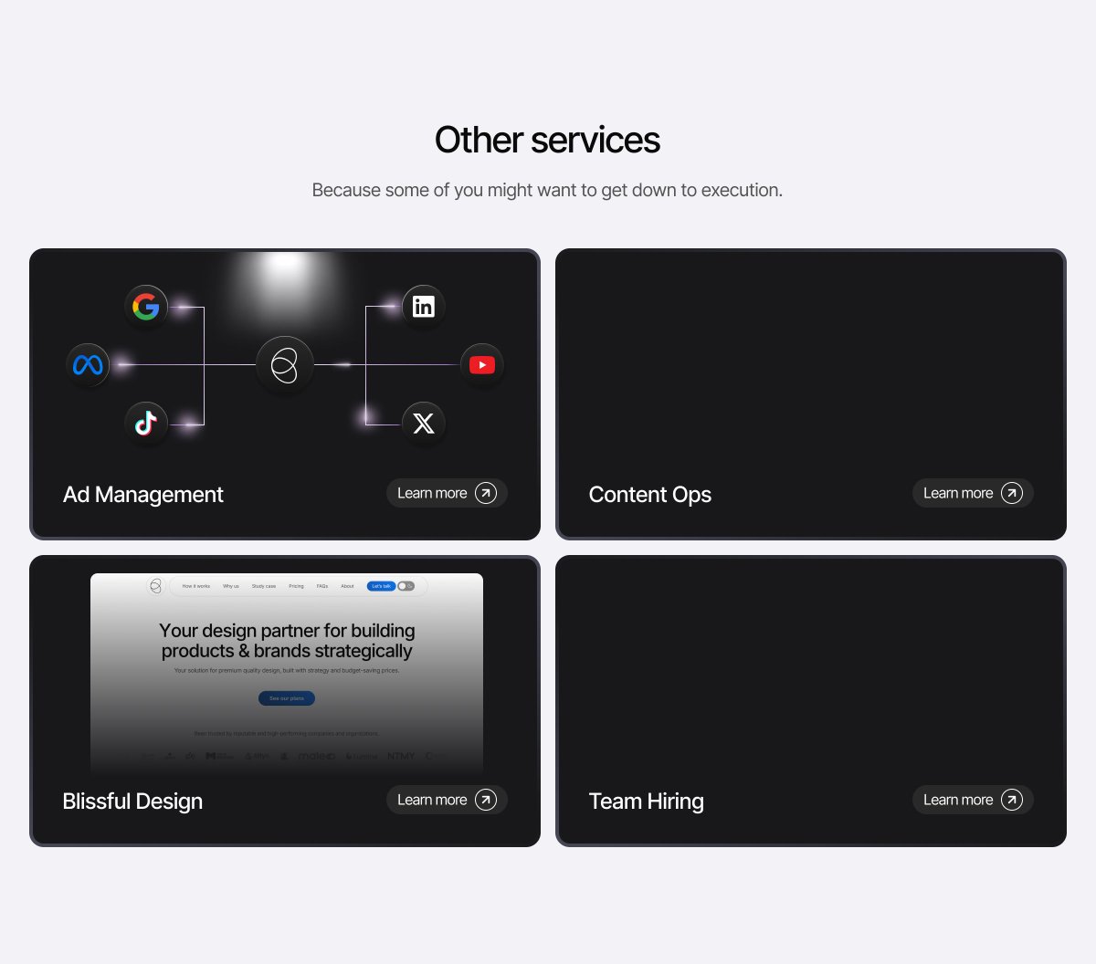 stevelauda_'s tweet image. #buildinpublic #dailydesign - Blissful Growth website.

The &apos;Other service&apos; section is in progress.

What do you think?