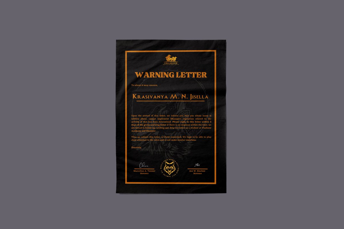 ㅤ

[ WARNING LETTER II ]

Dear, @nonaskya. We deeply apologize to send this warning letter. Please kindly reply to this letter within the given period of time. Thank you.

<a href="/Sir_ASinclair/">Ace.</a> @Ms__CTanner <a href="/VladimirDatum/">𝐃𝐚𝐭𝐮𝐦</a> <a href="/afglio/">Abraham.</a> <a href="/admonice/">Retta</a>
<a href="/arakavers/">Araka</a>ㅤ