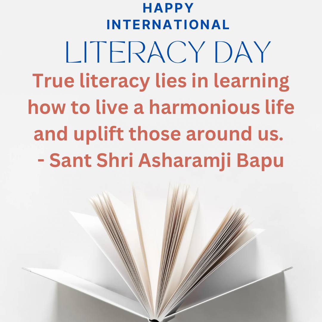 <a href="/CharolaKantilal/">Nilesh Kantilal Charola</a> <a href="/Asharamjiashram/">Sant Shri AsharamJi Ashram</a> Sant Shri Asharamji Bapu कहते हैं #SachchiSaksharta का मिशन तभी पूरा होगा जब बच्चों को किताबी ज्ञान के साथ साथ ब्रह्मचर्य और योग आदि का ज्ञान दिया जाएगा 
International Literacy Day