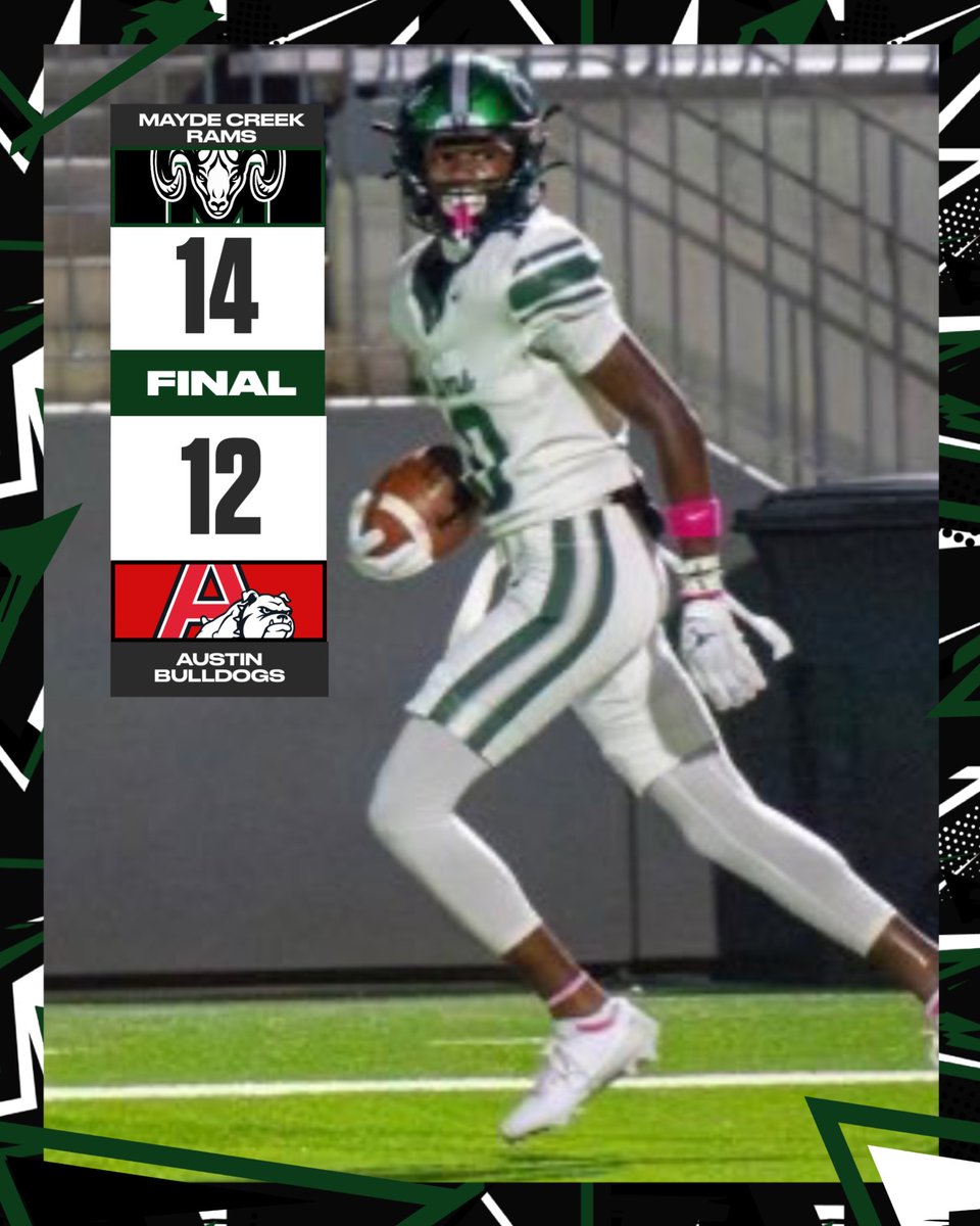 The Mayde Creek defense put an end to the Austin comeback as the Rams win 14-12 to move to 2-0 on the season!