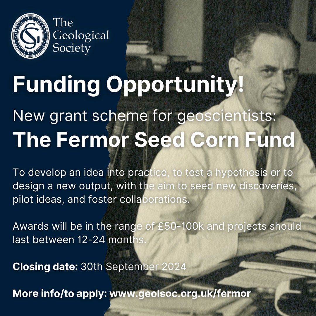 The Fermor Seed Corn Fund is still open for submissions.

This fund provides seed funding to those unable to apply for traditional research funding.

For more information, please visit: geolsoc.org.uk/fermor