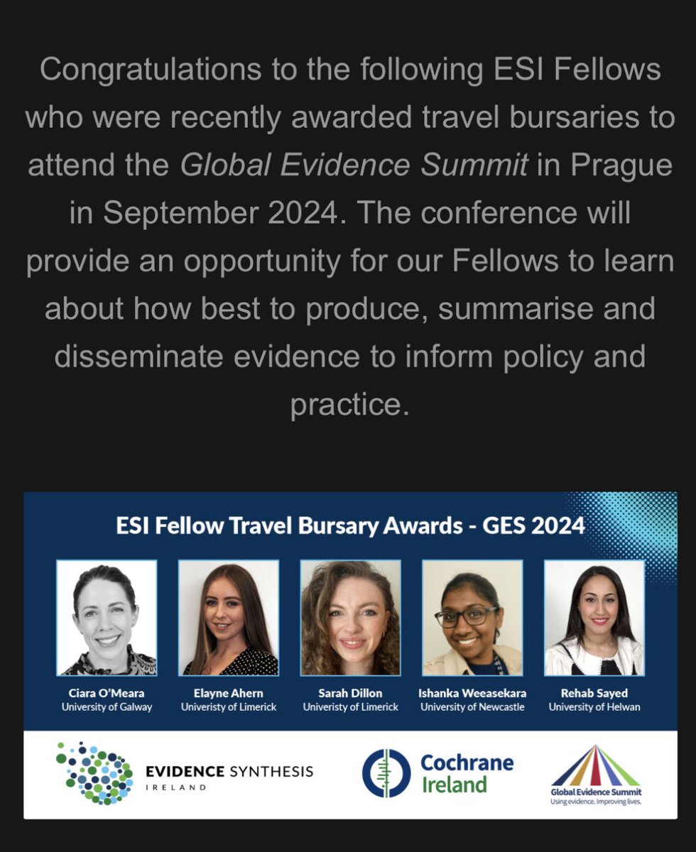 Ishanka Weerasekara (she/her)🇱🇰🇦🇺🇳🇴 (@ishankamw) on Twitter photo On my way to the #GlobalEvidenceSummit in Prague! Excited to catching up with my friends from <a href="/hvl_no/">Høgskulen på Vestlandet</a> , <a href="/EvidSynIRL/">Evidence Synthesis Ireland</a>, <a href="/CochraneLibrary/">The Cochrane Library</a> & <a href="/ebrnetwork/">EBRNetwork</a> !
A huge thank to my ESI Fellowship & the ESI travel bursary award for funding. #EvidenceSynthesisIreland #EvidenceSynthesis On my way to the #GlobalEvidenceSummit in Prague! Excited to catching up with my friends from <a href="/hvl_no/">Høgskulen på Vestlandet</a> , <a href="/EvidSynIRL/">Evidence Synthesis Ireland</a>, <a href="/CochraneLibrary/">The Cochrane Library</a> & <a href="/ebrnetwork/">EBRNetwork</a> !
A huge thank to my ESI Fellowship & the ESI travel bursary award for funding. #EvidenceSynthesisIreland #EvidenceSynthesis