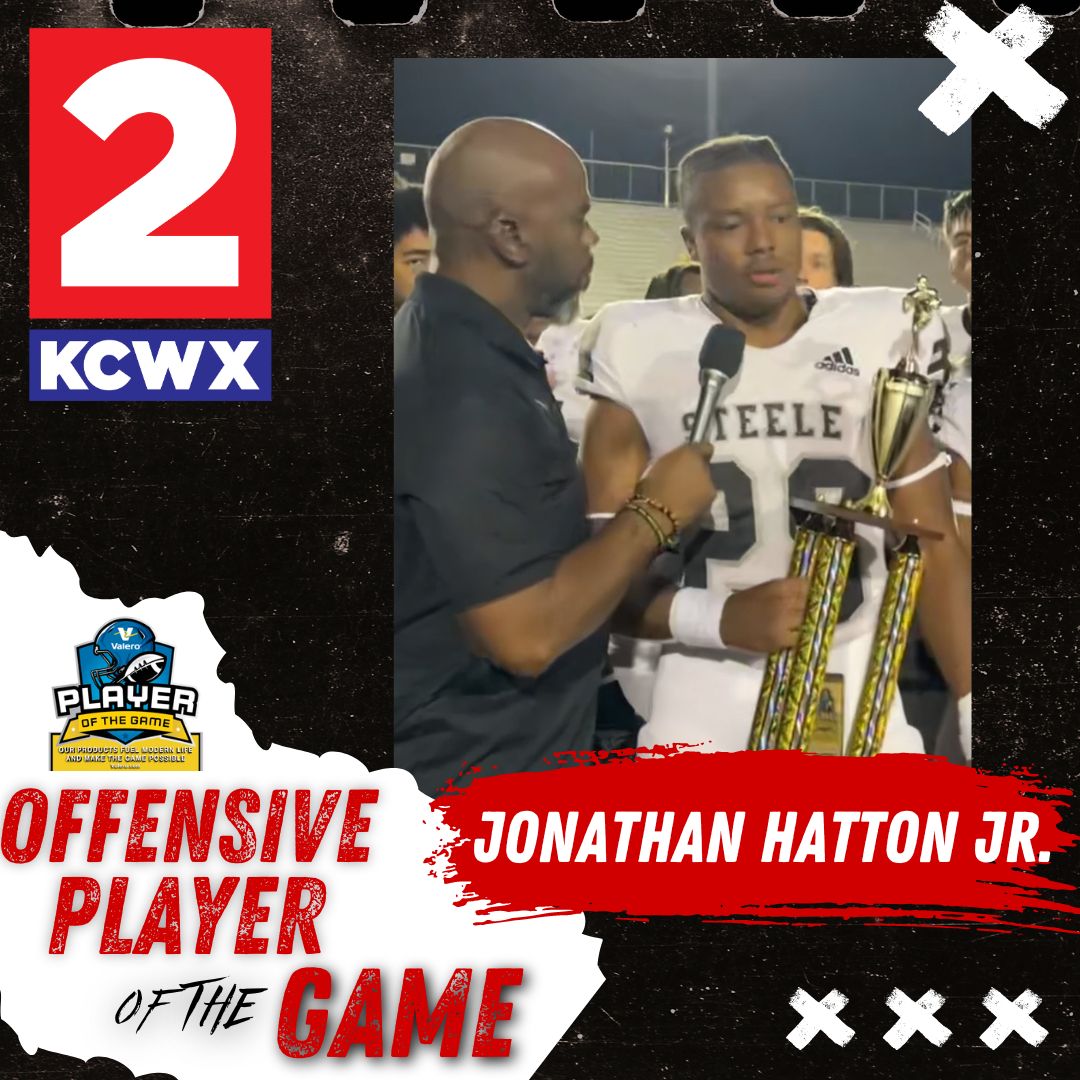 KCWX TV (@kcwxtv) on Twitter photo Congratulations to our <a href="/ValeroEnergy/">Valero</a> Offensive Player of the Game @Jonathan6Hatton !!
Exciting future ahead for this Outstanding Player! #WinState🏈 <a href="/Football_Steele/">Cibolo Steele Football</a> <a href="/SteeleAthletics/">Steele Athletics</a> Congratulations to our <a href="/ValeroEnergy/">Valero</a> Offensive Player of the Game @Jonathan6Hatton !!
Exciting future ahead for this Outstanding Player! #WinState🏈 <a href="/Football_Steele/">Cibolo Steele Football</a> <a href="/SteeleAthletics/">Steele Athletics</a>