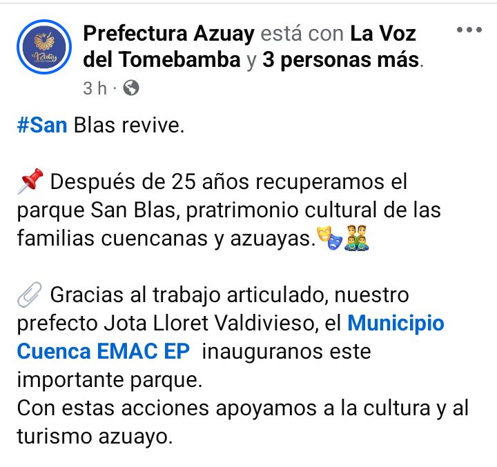 CuencaCuento's tweet photo. La administración de #Zamora es tan #incompetente que ni un parque urbano puede remodelar solo, tiene que hacerlo con la Prefectura.
Lo peor de todo y fiel a su estilo, se lleva el crédito solo él, ni siquiera los nombra, la Prefectura si lo hace. #Zamora es un #AlcaldeVendeHumo https://t.co/OlysEjArC8