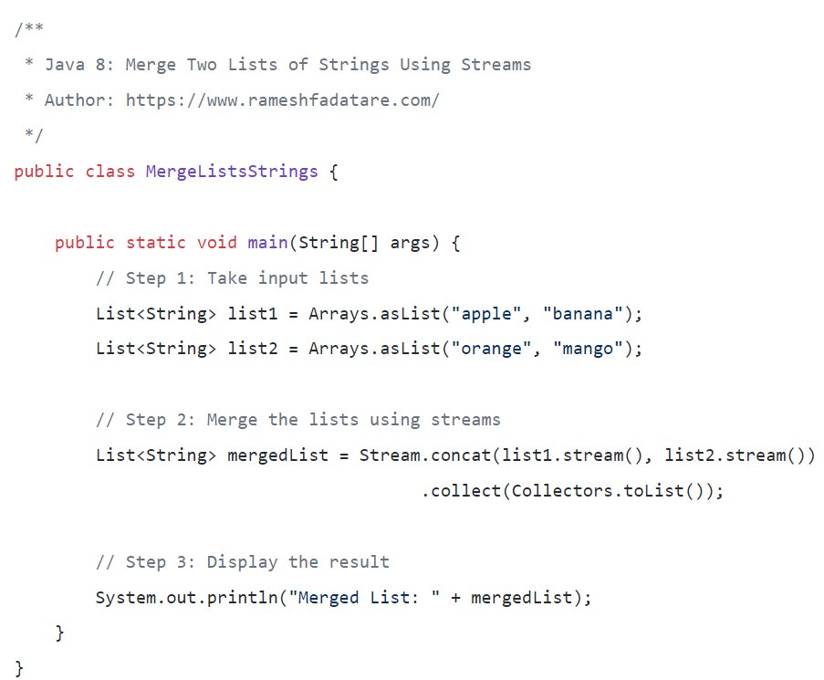 GuidesJava's tweet image. Java 8 – Merge Two Lists Using Streams
rameshfadatare.com/java-programmi…