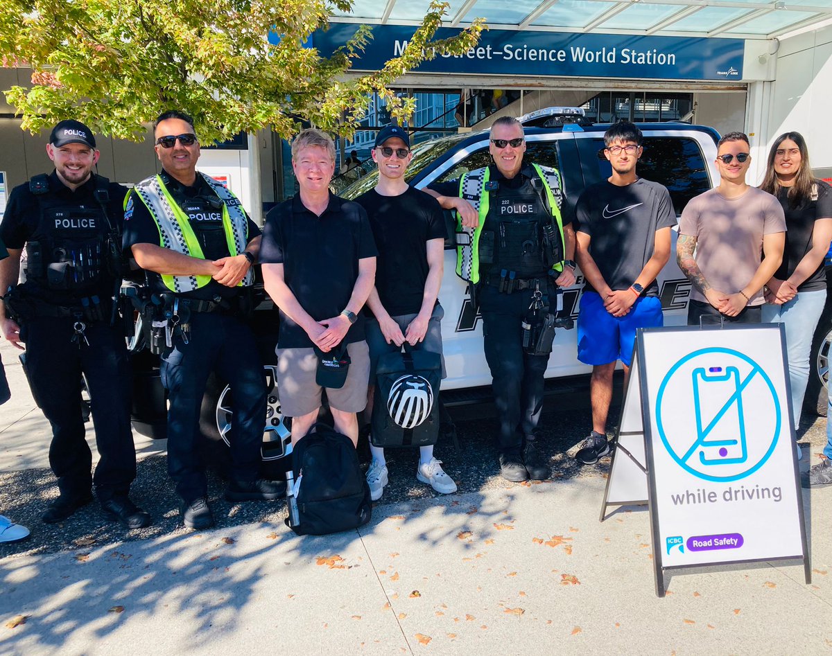 MVTP_TMET's tweet photo. We were invited to conduct distracted driving enforcement by our partners at @VancouverPD , @icbc @RoadSafetyHarv , @RoadSafety_Paul . Playing candy Crush, Football Pool, Email & TikTok were just a few uses observed at Main Street Station. #leaveyourphonealone #ItCanWaitBC https://t.co/h7HIjtkf2H