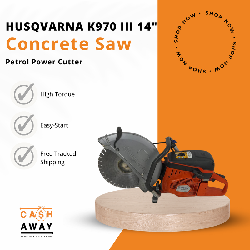 Cashaway's tweet image. ✂ Cut through concrete without spending as much thanks to this Husqvarna K970 III 14&quot; Concrete Saw available at our pawnshop today!

Grab it before it&apos;s gone:
cashaway.com.au/husqvarna-k970…

#Cashaway #PreownedTech #SydneyPawnbroker #Pawnshop #ProfessionalSupplies #PowerTools