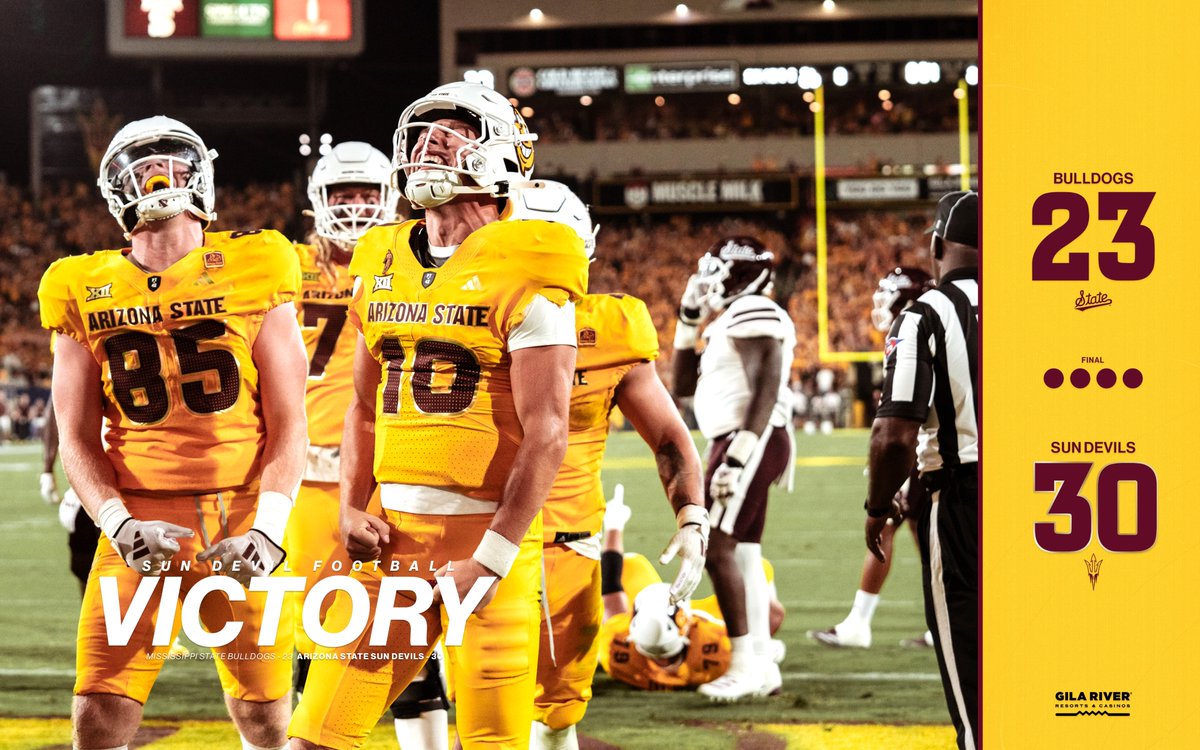 ASUFootball's tweet photo. WE ONLY RING ONE BELL 🔔 

SUN DEVILS WIN 😈 

#ForksUp /// #ActivateTheValley https://t.co/W8hbKgdz2M
