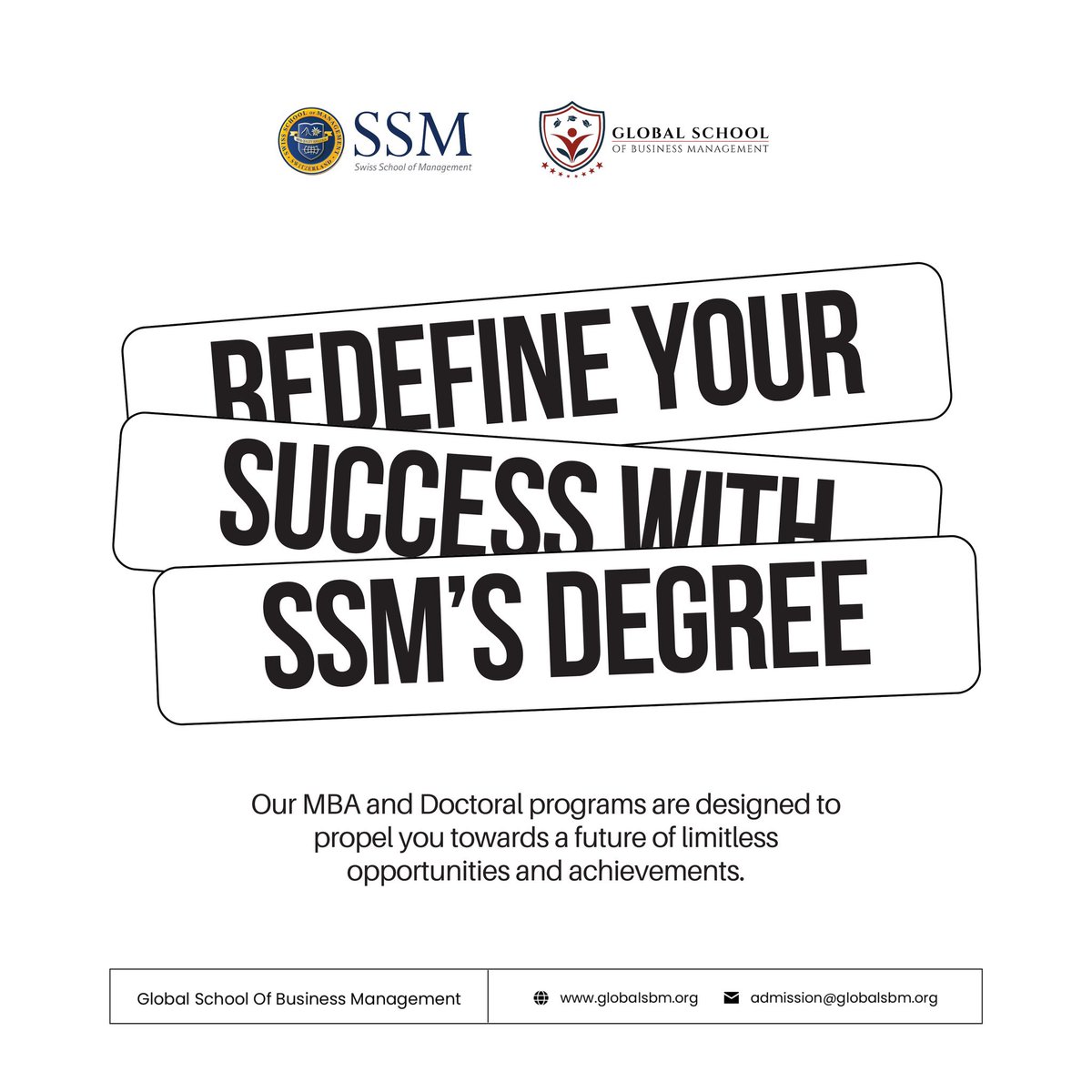 Our MBA and Doctoral programs are designed to propel you towards a future of limitless opportunities and achievements.