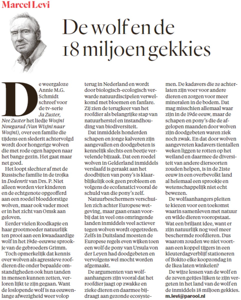 De wijze lessen van de wolf en de zeven geitjes lijken te zijn vergeten in het land van de wolf en de 18 miljoen gekkies

parool.nl/columns-opinie…