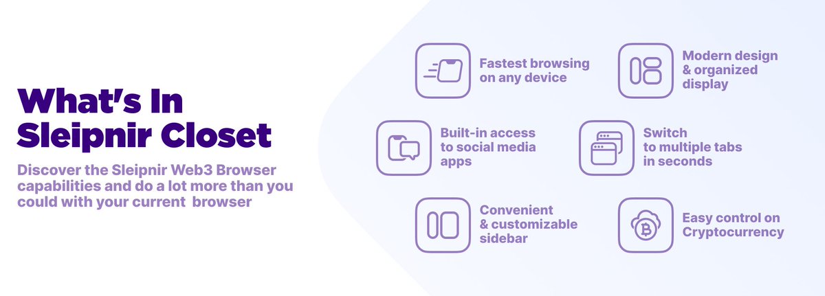 SleipnirDAO's tweet photo. 🤩Take control of your browsing experience like never before with Sleipnir decentralized Web3 browser. 

🔥Fastest browsing on any device
🔥Modern design & organized display
🔥Built-in access to social media apps
🔥Switch to multiple tabs in seconds
🔥Convenient & customizable sidebar
🔥Easy control on Cryptocurrency