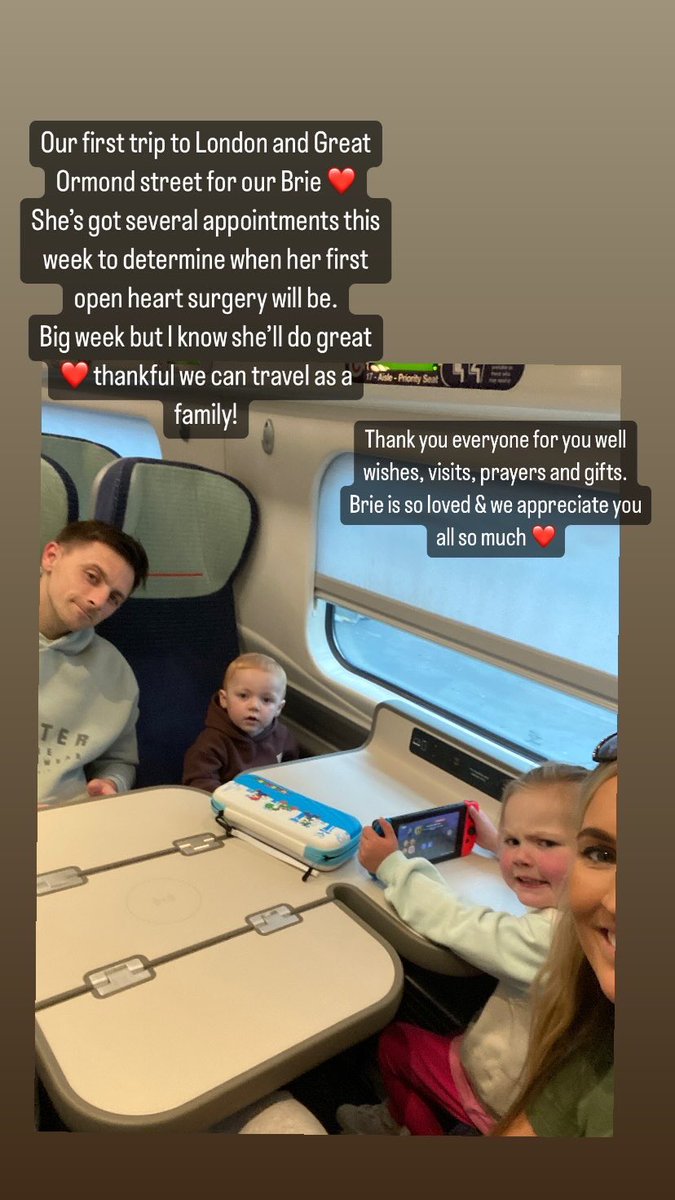 On our way to London for Brie’s first Great Ormond Street appointment ❤️ several appointments this week to determine when her first open heart surgery will be ❤️🙏🏼 <a href="/GazMcCann/">Gary McCann</a>