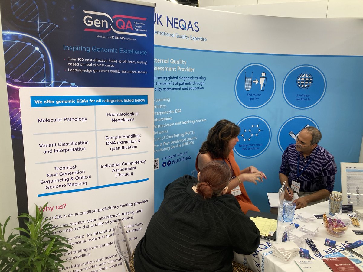 ⁦<a href="/Sandi_NEQAS/">Sandi</a>⁩ and Jenni Fairley from ⁦<a href="/GenQA/">GenQA (Genomics Quality Assessment)</a>⁩ meeting up with colleagues. GenQA offer Tissue-i, which provides an #educational competency assessment tool for those performing tumour content assessment. Come &amp; chat with us today. BOOTH 95