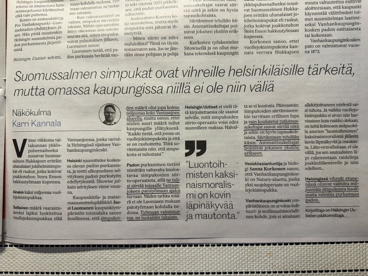 eilawester's tweet photo. Onko @HkiVihreat päässä järjen hiventäkään? Ovat miljoonista simpukoista huolimatta valmiita purkamaan Vanhankaupunginkoskessa olevan #pato
Se vaatisi koulutetut tutkimussukeltajat siirtämään #simpukat käsin yksitellen toisaalle Vantaanjokeen ja taas takaisin.
Huom! #kuntavaalit https://t.co/QAUzYMSfA9