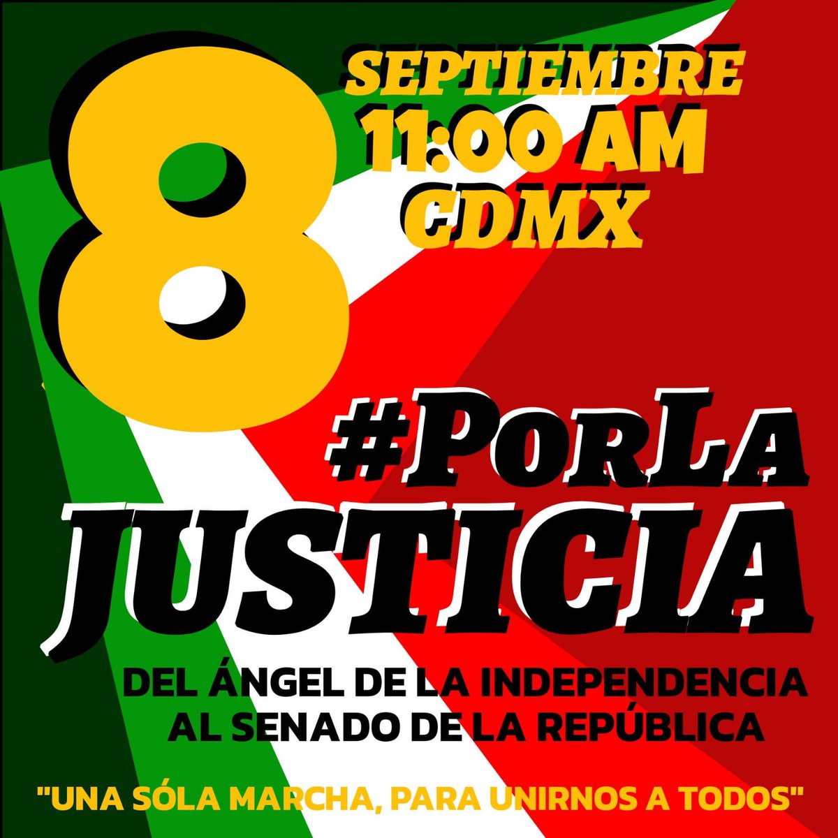 Todo listo para salir a defender la JUSTICIA, la DEMOCRACIA  y el ESTADO DE DERECHO, de nuestra amada REPÚBLICA Mexicana

#8Septiembre 

"UNA SOLA MARCHA, PARA UNIRNOS A TODOS" 

A nuestros Estudiantes, bienvenidos a la lucha!!!

México es de ustedes!! Vale la pena defenderlo!!
