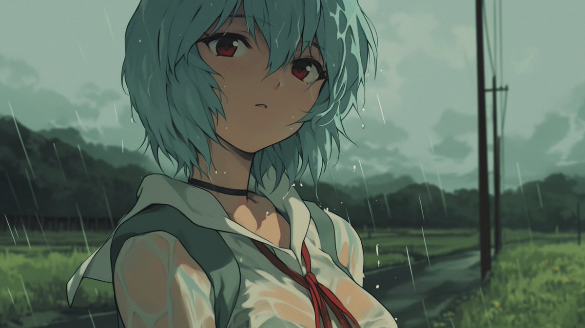 AliceKogawa's tweet photo. Rainy days and Rei’s subtle elegance. 🌧️💙 Who else finds peace in the sound of rain? #CozyVibes #RainyDayFeels #AnimeArt #reiayanami #evangelionfanart https://t.co/rEeSaFHdX0