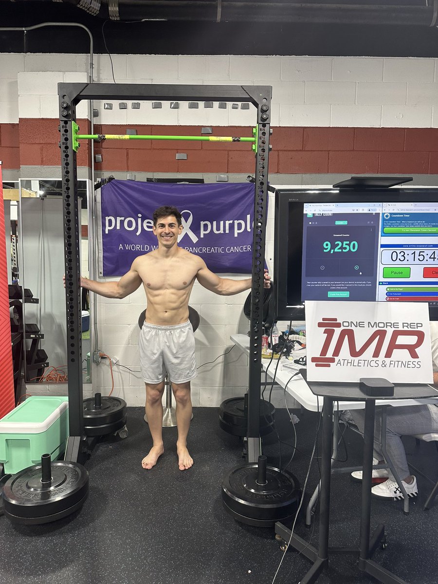 Censor's tweet image. I am proud to say that we have broke the Guinness World Record for Most Pull-Ups in 24 hours with 9,250 reps. Special thanks to everyone who donated to Project Purple. #guinnessworldrecord #mostpullups24hours