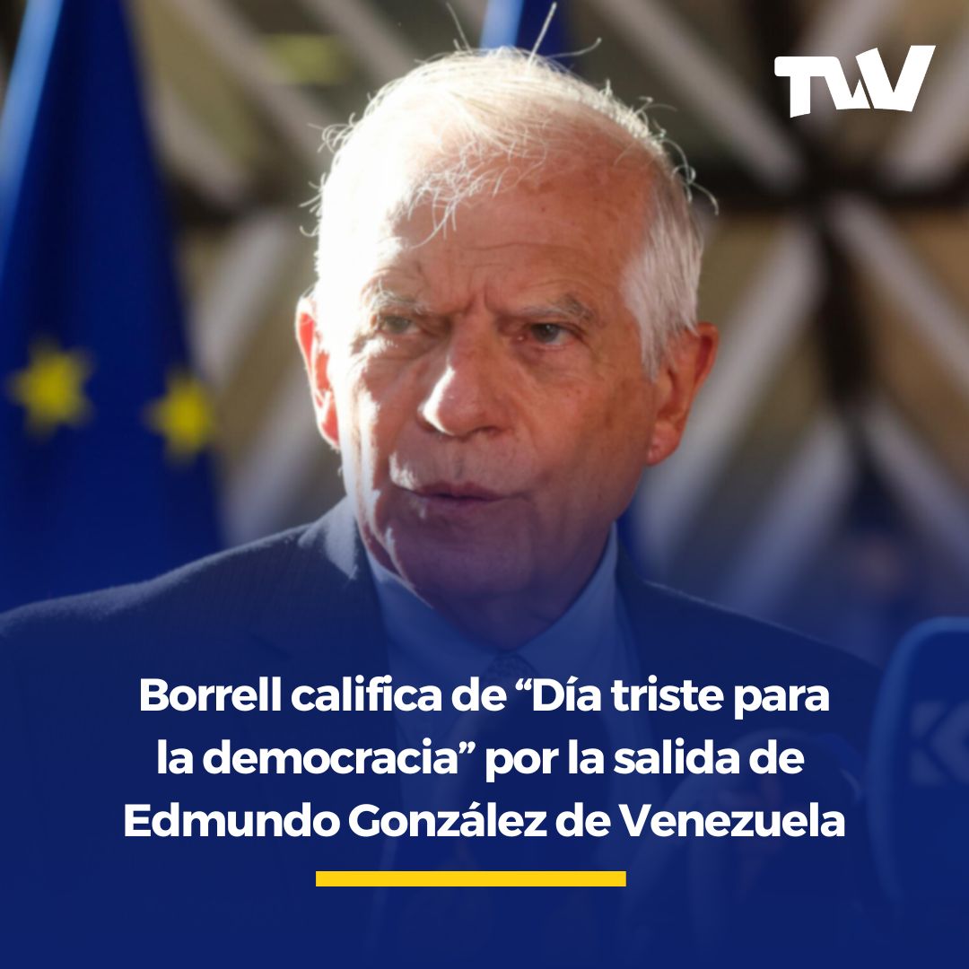 TVVnoticias's tweet photo. El alto representante de la Unión Europea para Asuntos Exteriores, Josep Borrell, dijo que este domingo es "un día triste para la democracia" por la necesidad del diplomático Edmundo González de pedir asilo político y acogerse a la protección de España #TVV #Noticias https://t.co/OPFKMlAfDM