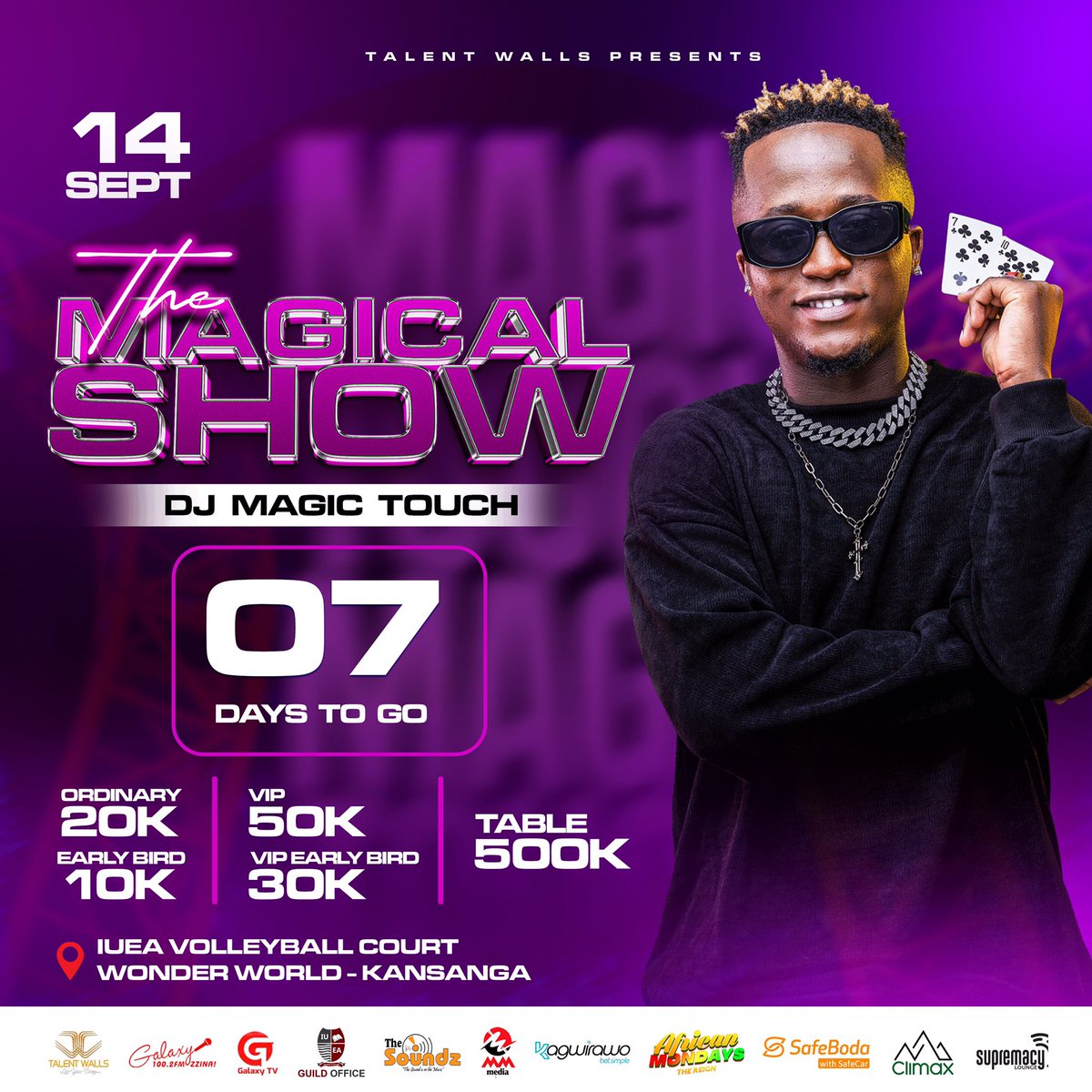 TommiePhillips_'s tweet photo. 07 Days to go! #TheMagicalShow24 is around the Corner 📌

14th September, WonderWorld -Kansanga https://t.co/oKKNPmJAFb
