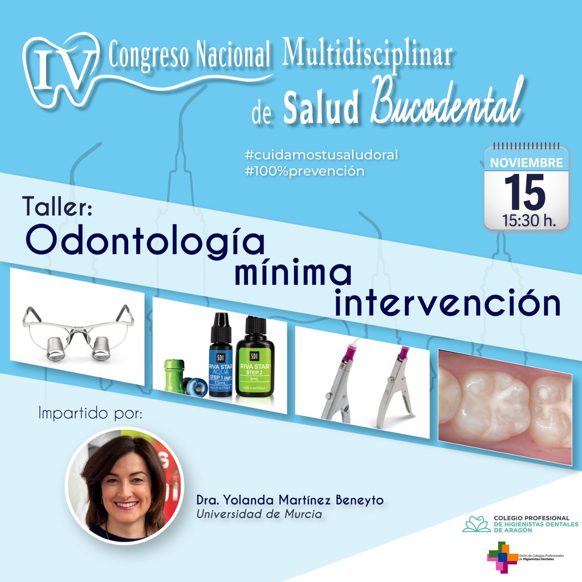 🚀 Taller Congreso Nacional de Higienistas. 15 noviembre

Imparte: Yolanda MartinezBeneyto

🔍 Magnificación con lupas
🦷 Selladores de fosas fisuras y Ionomeros
💡 Nuevos agentes remineralizantes
🧪 Fluoruro de Plata

Vente al congreso Nacional 🔗
ahbaragon.org/es/areas/menu-…
🌟📈