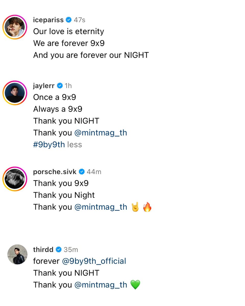 แคปชั่นที่มีน้ำตาาาา อ่อนไหวกับคำว่า 9x9 กับ night อะ 🥹 นุจะไม่ลืมบุญคุณพี่ก้อง ขอบคุณพี่ก้อง ขอบคุณ mchoice ค่ะ ㅠㅡㅠ 🙏🏻

#9by9TH #Mchoice2024