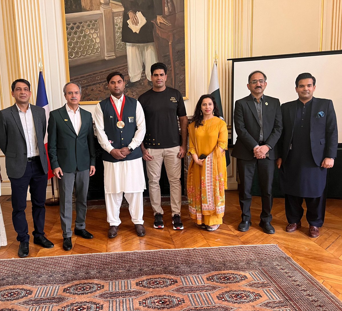 Huzefa Khanum (@huzefakhanum) on Twitter photo At the Embassy of Pakistan Paris celebrating Haider Ali's win, bronze in discus throw #Paralympics2024
<a href="/HaiderAthlete/">Haider Ali</a>
This is his 4th medal over the years in paralympics which included gold and silver. At the Embassy of Pakistan Paris celebrating Haider Ali's win, bronze in discus throw #Paralympics2024
<a href="/HaiderAthlete/">Haider Ali</a>
This is his 4th medal over the years in paralympics which included gold and silver.