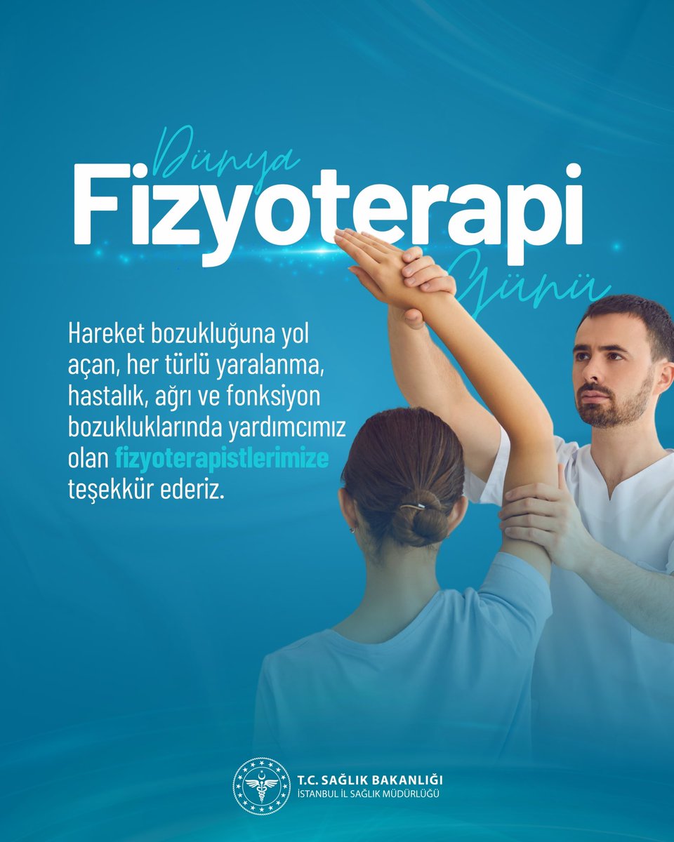 Hareket bozukluğuna yol açan, her türlü yaralanma, hastalık, ağrı ve fonksiyon bozukluklarında yardımcımız olan fizyoterapistlerimize teşekkür ederiz.

Dünya #FizyoterapiGünü kutlu olsun.