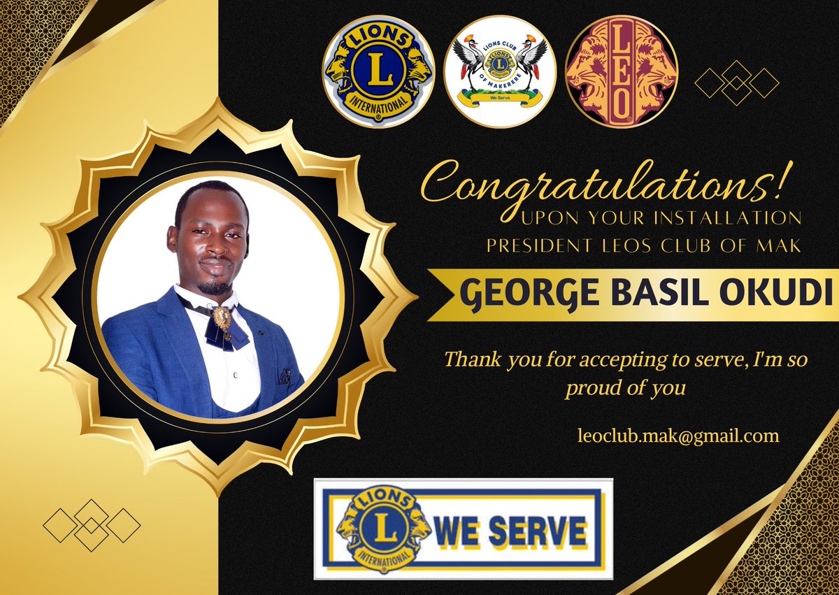 Congratulations to Leo George Basil Okudi on being installed as the president of the Leo Club of MAK! Wishing you great success in your leadership and the positive impact you will make.