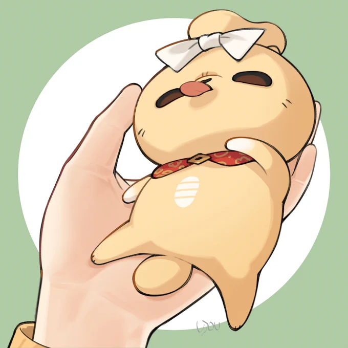 76匹目 最近手と一緒の描いてなかったので 手乗り寝きんちゃく #101匹きんちゃく #きんちゃくの絵